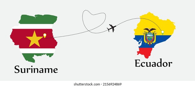 Concept a good tour travel and business of both country. Between Suriname and Ecuador.