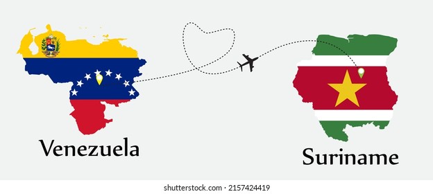 Concept a good tour travel and business of both country. Between Venezuela and Suriname.