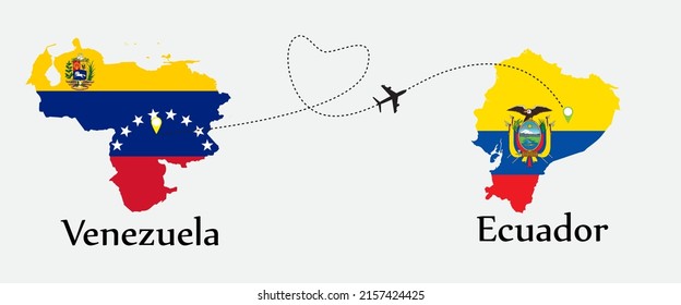 Concept a good tour travel and business of both country. Between Venezuela and Ecuador.
