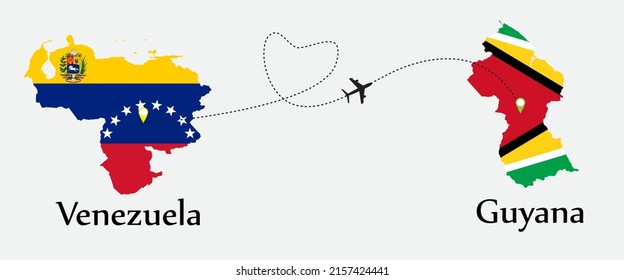 Concept a good tour travel and business of both country. Between Venezuela and Guyana.