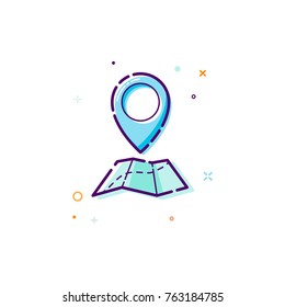 Concept gps icon. Thin line flat design element. map and pointer icon concept. Vector illustration isolated on white background