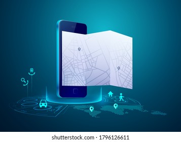 concept of gps technology on mobile applications