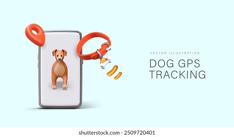 Concepto de seguimiento GPS para mascotas. Aplicación de teléfono para encontrar perros