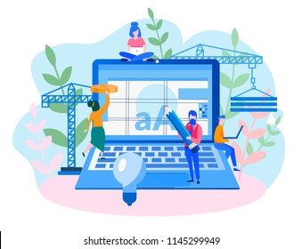 Concept graphic design, Design studio team, designing, drawing for web page, banner, presentation, social media, documents, cards, posters. Vector illustration creativity, ideas, team work