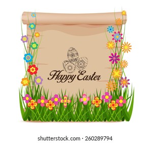 Concept grass of easter eggs