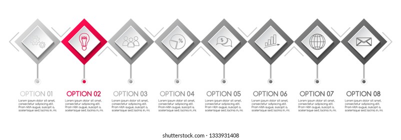 Concept of a gray infographic with business icons. Vector