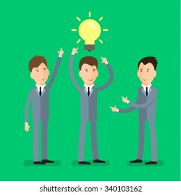 Concept of great idea. Businessman get the idea. Flat design, vector illustration
