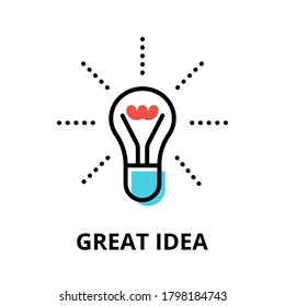 Concept of Great Idea icon, modern flat thin line design vector illustration, for graphic and web design