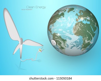 The concept of green energy. vector wind turbines