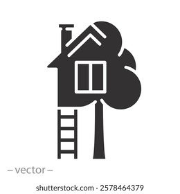 concept green home, house tree icon, logo ecology building, flat vector illustration