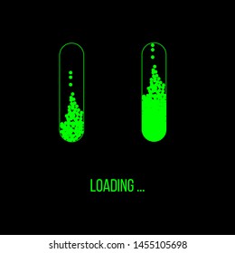 concept of green neon loading bar isolated on black background. colorful vector illustration with text loading