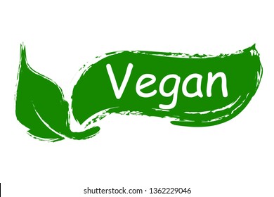 Concept green vegan diet logo with leaf icon - stock vector