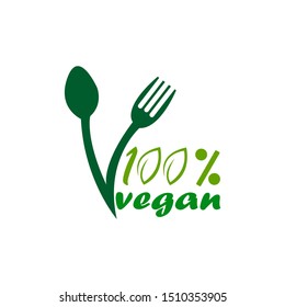 Concept green vegan diet logo with leaf icon