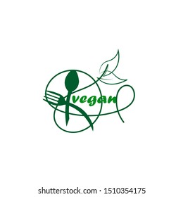 Concept green vegan diet logo with leaf icon