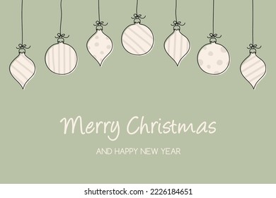 Concept of greeting card with Christmas balls. Vector