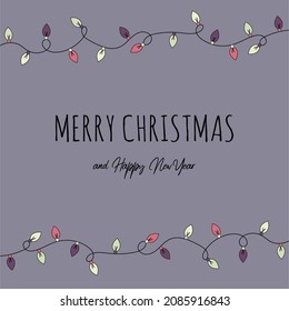 Concept of greeting card with Christmas lights. Vector