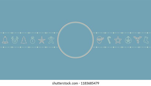 Concept of greeting card with Christmas ornaments and copyspace. Vector.