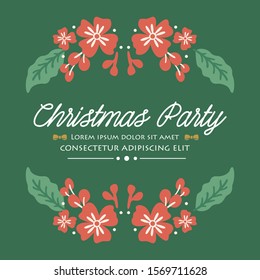 Concept greeting card christmas party, with elegant orange flower frame shape. Vector