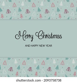 Concept of greeting card with Christmas trees. Vector