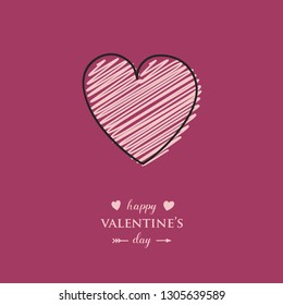 Concept of a greeting card with heart for Valentine's Day. Vector