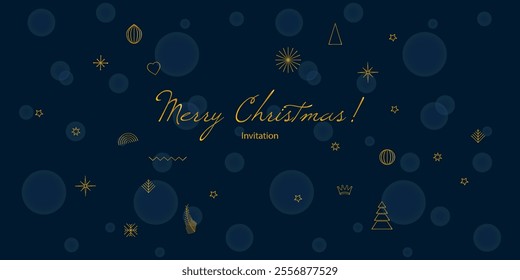 Concept of greeting card, poster or print with snow flakes, abstract forms and stars. Vector design template illustration. Festive New Year and Christmas theme. 