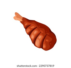 Concept Grill barbecue chicken leg. The illustration is a flat vector design of a grilled chicken leg on a white background. Vector illustration.