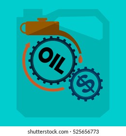 the concept of the growth impact of oil prices on economic growth and the U.S. dollar. Flat design.