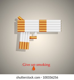 the concept of a gun from cigarettes. Vector illustration. Eps10