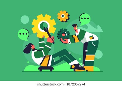 Concept of guy and girl doing setting