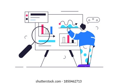 Concept, the guy is studying the data on the blackboard