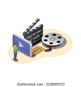 Concept-Typ, der Online-Videos anschaut, Vektorisometrie für Video-Hosting