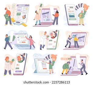 Concept of hacker attack, fraud investigation, internet phishing attack. Fraud prevention. Internet user open scam email. Stealing privacy account and password. Cyber criminal stealing personal data