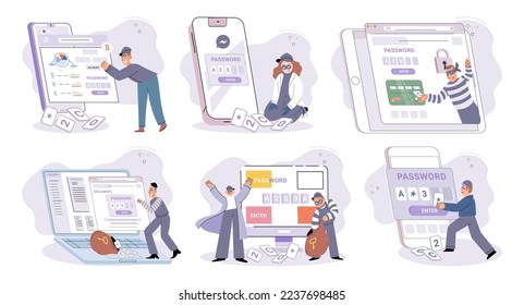 Konzept von Hacker-Angriff, Betrugsuntersuchung, Internet-Phishing-Angriff. Betrugsbekämpfung. Internet-Benutzer öffnen Betrug E-Mail. Sperren von Datenschutz-Account und Passwort. Cyberkriminelle, die personenbezogene Daten stehlen