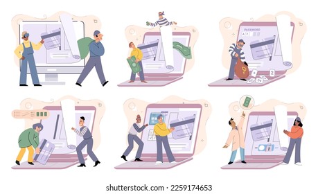 Concept of hacker attack, fraud investigation, internet phishing attack. Fraud prevention. Internet user open scam email. Stealing privacy account and password. Cyber criminal stealing personal data