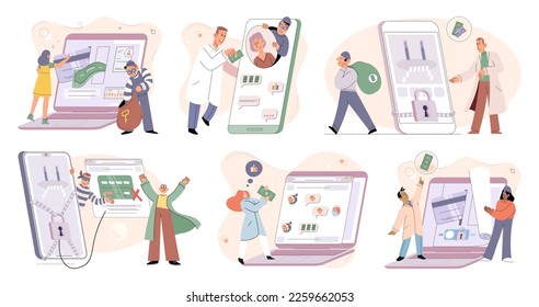 Concept of hacker attack, fraud investigation, internet phishing attack. Fraud prevention. Internet user open scam email. Stealing privacy account and password. Cyber criminal stealing personal data