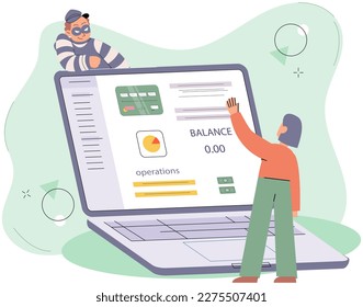 Concepto de ataque de hackers, investigación de fraude, ataque de phishing de internet. Prevención del fraude. Usuario de Internet abre un correo electrónico de estafa. Robando cuenta de privacidad y contraseña. Delito cibernético robando datos personales