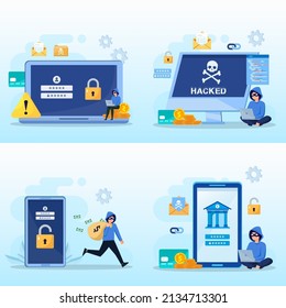 Concept of hacker attack, personal privacy data, hacking and stealing email and money Vector	