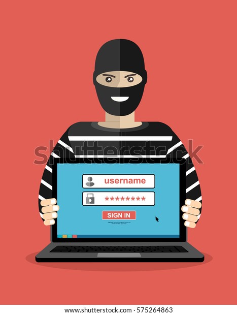 Concept Hacking Thief Trying Hack Personal Stock Vector (Royalty Free ...