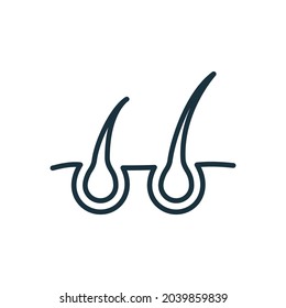 Concept Of Hair Growth Line Icon. Hair Grow Linear Pictogram. Cycle Of Growth Follicle Outline Icon. Editable Stroke. Isolated Vector Illustration.