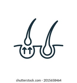 Concept of Hair Loss Line Icon. Hair Shedding Disease Linear Pictogram. Hair Fall Outline Icon. Editable Stroke. Isolated Vector Illustration.
