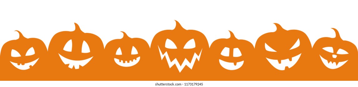 Concept of Halloween banner with pumpkins. Vector.