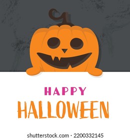 Concept of Halloween card with creepy pumpkin. Vector illustration