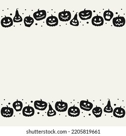 Concept of Halloween card with pumpkin lanterns and copyspace. Vector