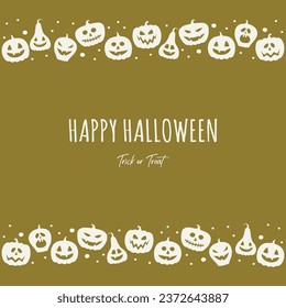 Concept of Halloween card with pumpkin lanterns and wishes. Vector