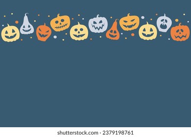 Concept of Halloween card with pumpkin lanterns and copyspace. Vector