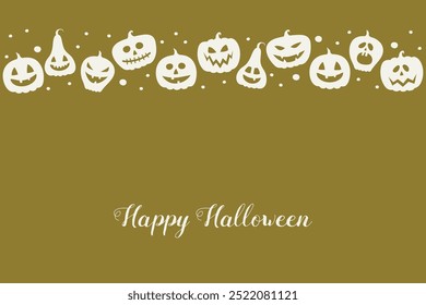 Concept of Halloween card with pumpkin lanterns and wishes. Vector