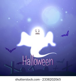 concept of Halloween, the ghost in the graveyard