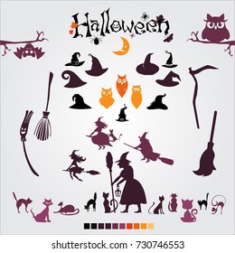 Concept of Halloween Party Icons Set. Trick or treat. 