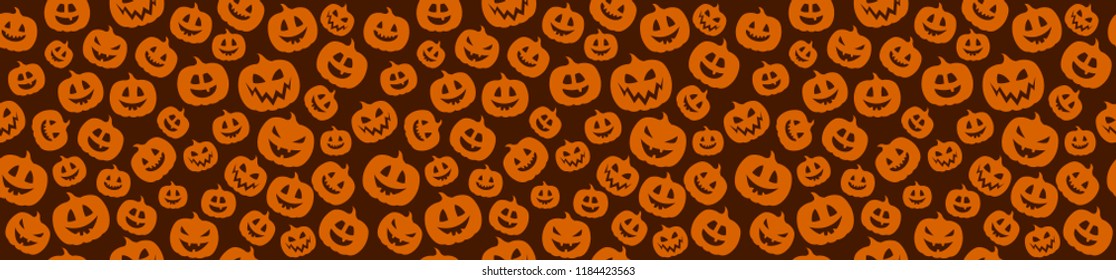 Concept of Halloween pattern with pumpkins. Vector.