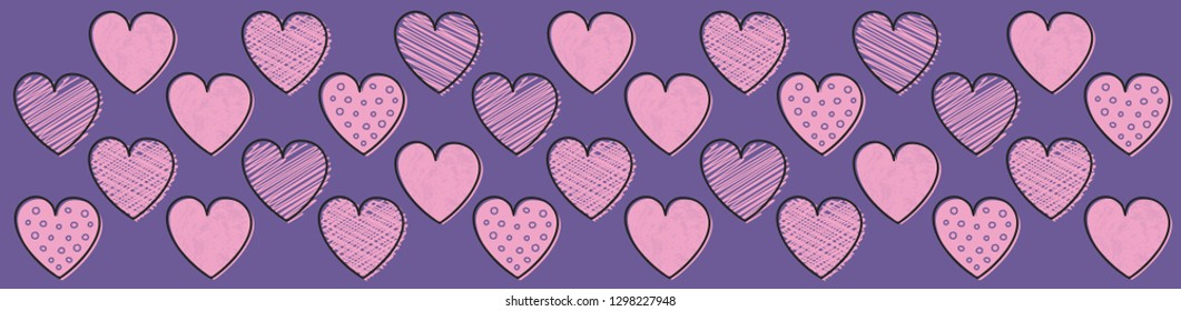Concept of a hand drawn hearts - banner. Valentine's Day, Mother's Day and Women's Day. Vector